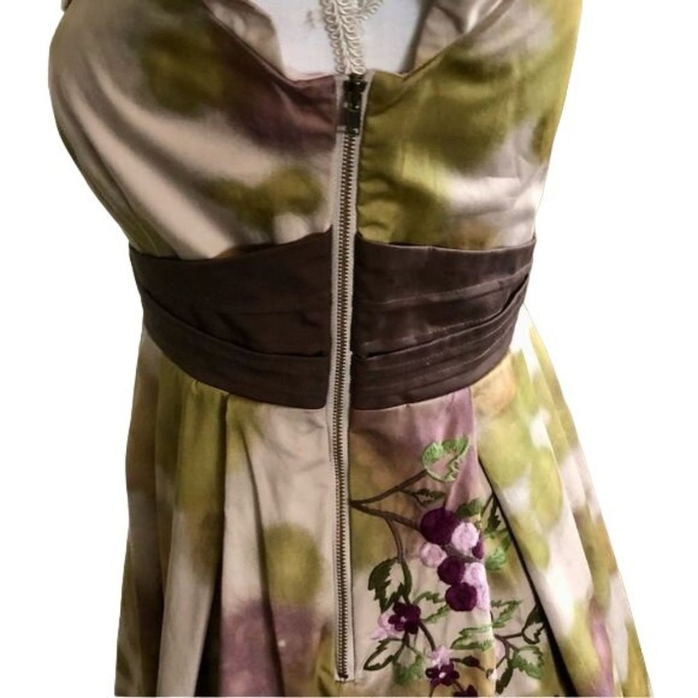Anthropologie Floreat Travessia Dress Womens 4 Used Tulle Skirt Purple Green - Picture 12 of 15